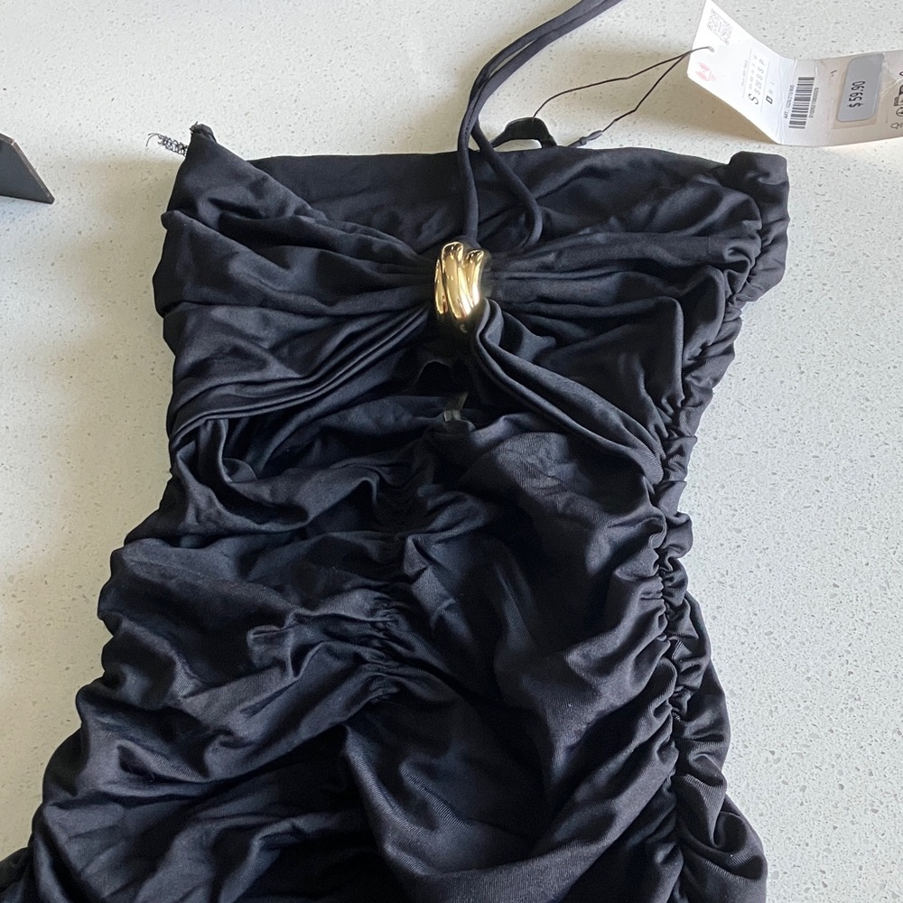 NWT 🖤 Zara Black Dress with Gold Detail